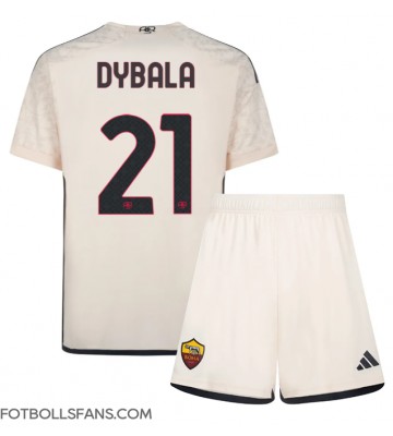 AS Roma Paulo Dybala #21 Replika Bortatröja Barn 2023-24 Kortärmad (+ Korta byxor)